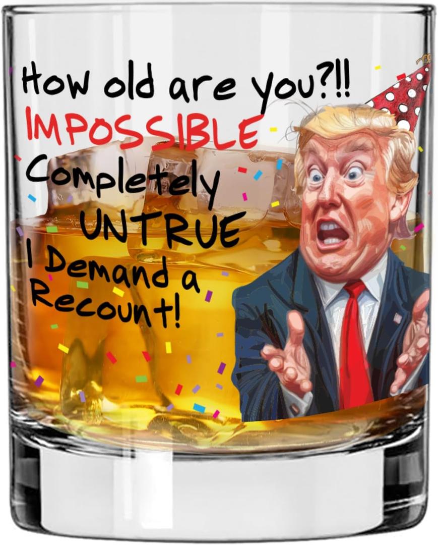 Funny Birthday Gag Gift Whiskey Glass for Dads, for Men, Women, Bourbon Rocks Glass Made in the USA, Dishwasher Safe