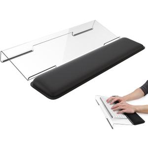 Laborio Computer Keyboard Wrist Rest Stand for Desktop, Keyboard Holder for Easy Typing with Wrist Pad for Office Desk, Home, School (Clear)