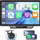 Wireless Car Stereo with Apple CarPlay/Android Auto, Portable Touch Screen Car Radio Multimedia Player with Bluetooth, Backup Camera, Navigation, Mirror Link for All Vehicles