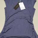 PRETTYGARDEN Womens Cap Sleeve T Shirts 2026 Square Neck Basic Tees Slim Fit Ribbed Knit Spring Going Out Tops Summer Clothes (Small, Dark Blue)