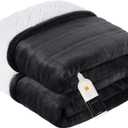 Heated Blanket Electric Blanket Queen Size Soft Flannel Sherpa, 6 Heat Levels Fast Heating, 2 to 10 Hours Auto-Off Detachable Controller Machine Washable, Grey 84"x90" Black