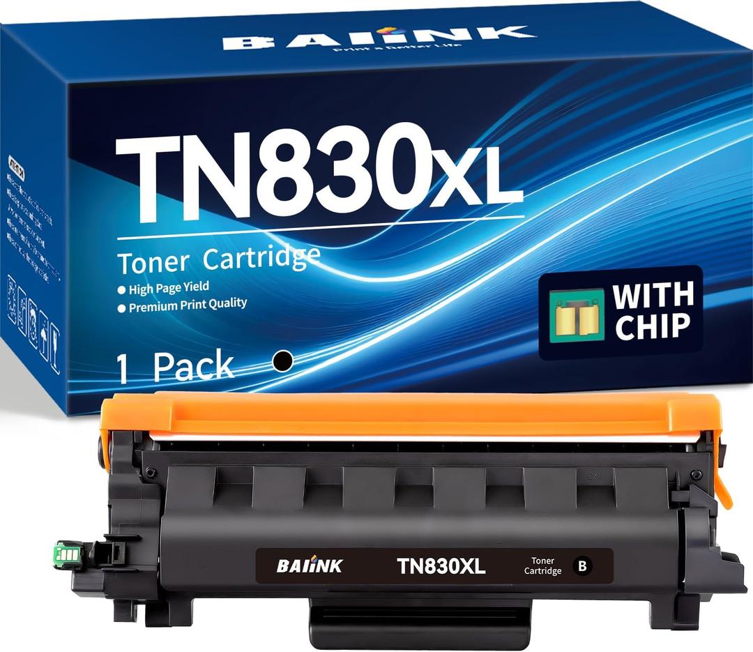 TN830XL Toner Cartridge Replacement for Brother 830XL Toner TN830 Compatible with DCP-L2640DW HL-L2460DW HL-L2405W HL-L2400D MFC-L2820DW HL-L2480DW (with Chip, 1 Black)