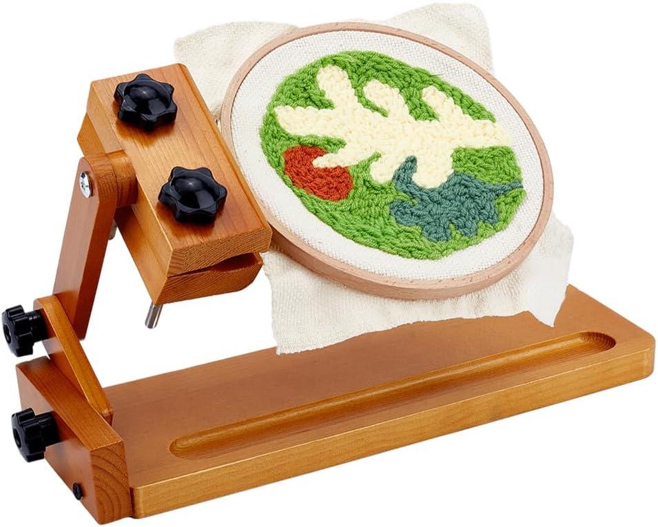 PH PandaHall Adjustable Embroidery Hoop Stand, Wooden Cross Stitch Table Stand Embroidery Frame Needlework Stands Holder with Sturdy Wooden Base for Arts Crafts Quilting Sewing Stitching Tool