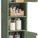 VASAGLE Tall Storage Cabinet with Lights, Slim Freestanding Cabinet with Adjustable Shelves, for Small Spaces, Bathroom, Living Room, Modern, 11.8 Inches Wide, Forest Green UBBC566C01