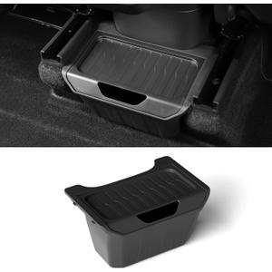 LUCKEASY Rear Center Console Organizer for Tesla Model Y 2021-2024 (Not fit Juniper 2025+) 2nd Row Under Floor Storage Box TPE Connected With ABS Lid Waterproof Model Y Rubbish Bin Anti-scratching