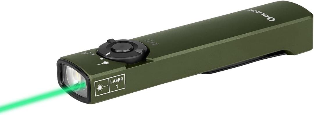 OLIGHT Arkfeld EDC Flat Flashlight, 1000 Lumens White LED Light with Green Beam Combo, Power by Rechargeable Built-in Battery for Outdoors, Emergency, Work (OD Green CW)