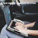 AboveTEK Portable Laptop Lap Desk w/Retractable Left/Right Mouse Pad Tray, Non-Slip Heat Shield Tablet Notebook Computer Stand Table w/Sturdy Stable Work Surface for Bed Sofa Couch or Travel