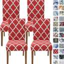 SPRINGRICO Chair Covers for Dining Room Set of 4, Stretch Dining Chair Cover, Washable Spandex Kitchen Parsons Chair Slipcovers, Removable Seat Protector for Home or Party (4 Pack, RED ZEO)