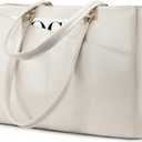 LOVEVOOK Laptop Bag for Women 15.6 Inch Tote Bags Waterproof Computer Briefcase for Teacher Business Office Work Bag,Beige