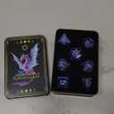 ARUOHHA DND Resin Dice Dragon Eye Dice Liquid Core Purple Sharp Edged Dice Set with Gift Box, Polyhedral D and D Dice Set Compatible with Dungeons Dragons Role Playing Game D20 D12 D10 D8 D6