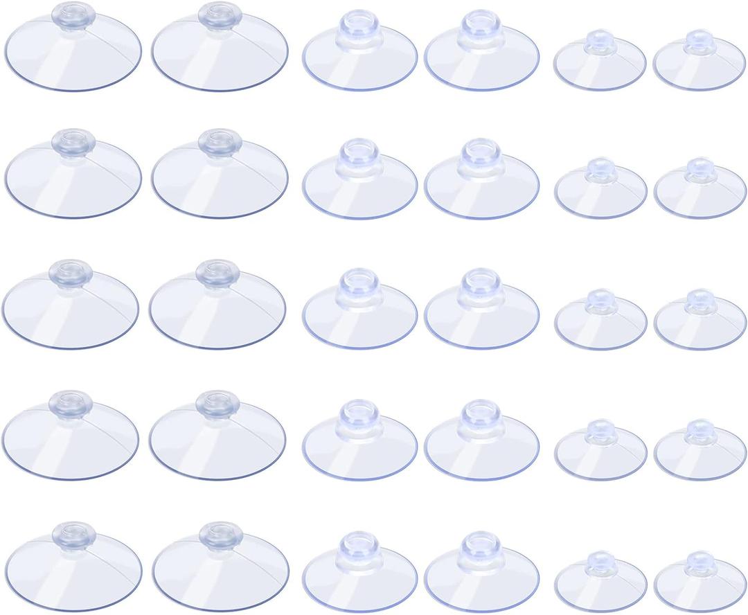 AQUANEAT 30 Packs Suction Cups Without Hooks 0.8/1.2/1.8 Inch Clear Sucker Pads for Glass Home Organization Decoration