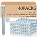 Tandefio 40 Pack 3/8" x 6" Concrete Screw Anchor Galvanized Large Diameter Heavy Duty Plated Concrete Anchors for Masonry Brick Anchoring Block Decking Framing Hex Drive
