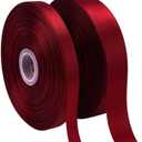 2 Rolls (150 Yards, 1/250 Yards) Burgundy/Maroon Satin Ribbon for Gift Wrapping, Wedding, Bow Making & Other Projects
