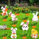 Novabright 18 Pcs Easter Carrot Yard Signs Bunny Garden Decorations Outdoor DIY Fake Carrots Egg Chick with Stakes Corrugated Plastic Ornaments for Spring Patio Lawn Outside Party Supplies