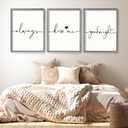 Set of 3 Framed Always Kiss Me Sign 11"x14" Living Room Wall Decor for Farmhouse Rustic Home Wall Art Wood Signs (Gray)