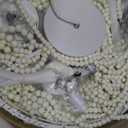 28-inch White Boho Chandelier Large Wood Beaded