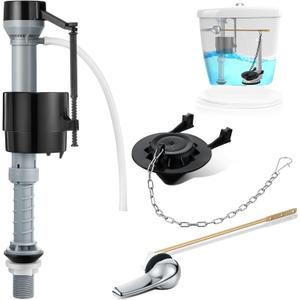 Saillong Universal Toilet Flusher Replacement Kit, Fill Valve, 2-Inch Flapper, Front Mount Handle Lever, Water-Saving, Adjustable Toilet Repair Kit Inside Tank, Easy to Install(Black)