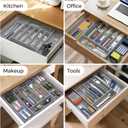 ukeetap Extra Large Expandable Silverware Organizer, BPA-Free Food-Safe Cutlery Flatware Organizer, Kitchen Utensil Drawer Organizer, Adjustable Silverware Holder for Spoons Forks Knives, Gray