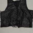 Floerns Women's Plus Size Y2k Leather Tank Top Lace Up Sleeveless Rave Outfit Crop Tops Large, Black 