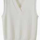 Wowcarbazole Women's V Neck Sweater Vest Sleeveless Ribbed Knit Pullover JK Uniform Classic Basic Tank Tops 130