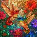 Ixfyloop Hummingbird Wooden Puzzle for Adults, Stained Glass Jigsaw Puzzles, Flower Bird Adult Puzzle 200 Pieces, Challenge Art with Puzzle Box, Gifts for Games Family 11.2 x 11.2 inch (Small)