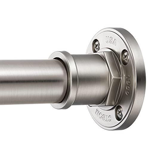 Amazon.com: BRIOFOX Industrial Shower Curtain Rod - 2-in-1 Design Tension Curtain Rod - Rustproof Non-Slip 27 to 43 Inch 304 Stainless Steel, Brushed Nickel Window Curtain Rod : Home & Kitchen