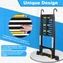 17.5 FT Telescoping Ladder with Stabilizers, Adjustable Multi-Purpose Collapsible Extension with Hooks & Wheels, Heavy Duty 330 lbs Max Capacity, Ideal for Home and Outdoor Work,Black