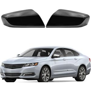Gloss Black Side Mirror Cover Cap Fits For Chevy Impala 2014 2015 2016 2017 2018 2019 2020 Replace 22997386, 22997385