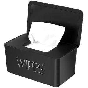 NOVWANG Wipes Dispenser, Large Capacity Baby Wipe Holder(8.3L  4.9W  3.9H Inches) Refillable Wipes Container with Sealing Design Baby Wet Wipes Dispenser for Bathroom Home Office Car (Black)