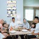 2 x Patelai 5 Pcs Eid Ramadan Islamic Wooden Wall Decor Eid Decorations for Home Start and End with Allah Wall Art Allah Pediment Inspirational Hanging Plaque Wreath for Islamic Muslim Supply(Blue)