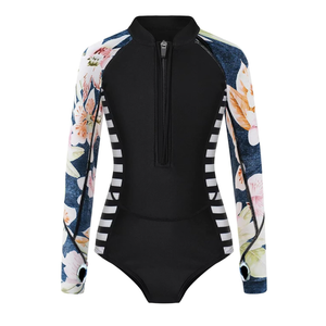 Girls Long Sleeve Rashguard Swimsuit UV Protection One-Piece Swimwear Bathing Suit 6-7 T
