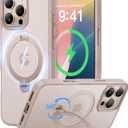 CASEKOO Patented 360 Spin Magnetic Stand for iPhone 16 Pro Case [Military Drop Protection] [Non-Slip Edge] [Compatible with MagSafe] Matte Shockproof Slim for 16 Pro Case 6.3'', Rose Gold