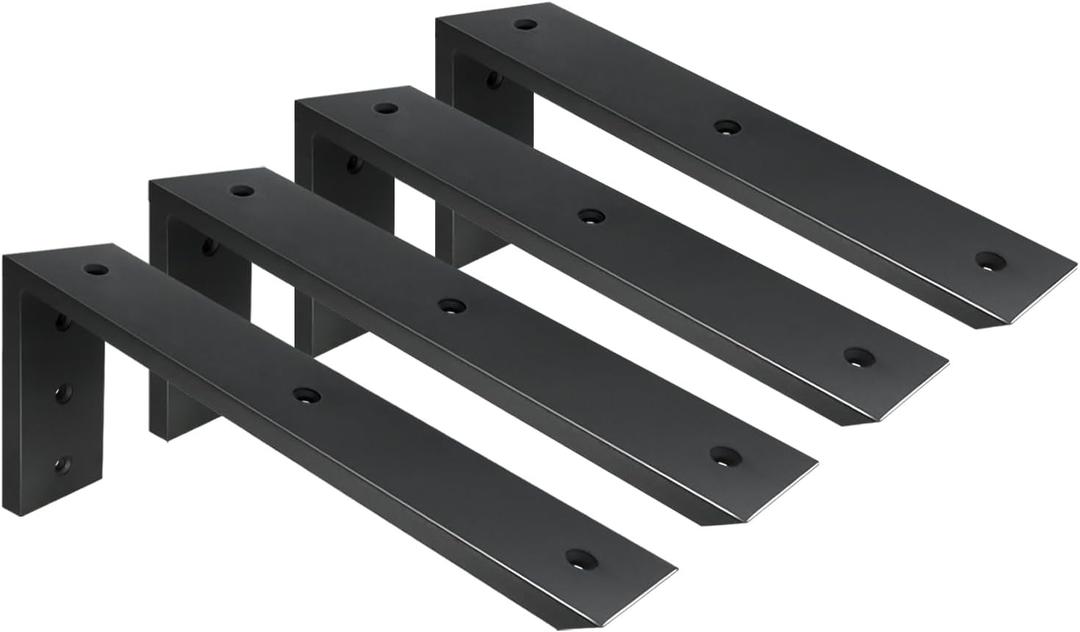 Countertop Support Bracket 4 Pack 14 inch Heavy Duty 1/2" Thick Black Black Granite Countertop Bracket 14"x6"x2.5" Shelf L Bracket Mantel Corbels for Quartz/Granite/Wood/Concret/Laminate Countertops