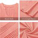 Long Sleeve Shirts for Women 2026 Spring Dressy Casual Blouses Pleated Crewneck Tunic Tops for Leggings Cute Tee (M)