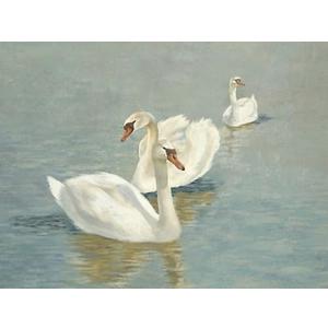 ArtXO Swan Wall Art Vintage Wall Decor Canvas Oil Painting Classical White Swan Picture Rustic Bathroom Room Decor Prints for Gallery Bedroom Living Room 18x24in Unframed