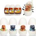 Easter Dinosaur Egg Toys Gifts for Toddlers Kids 3 4 5 6 7 Year Old, 4-Pack Press-and-Go Dino Cars with Sounds & Lights, Perfect for Easter Basket Stuffers, Egg Hunts, and Birthday Party Favors