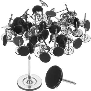 uxcell 100Pcs Upholstery Tacks, 11mmx15mm Flat Head Thumb Tack, Black