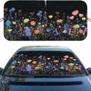 Wild Flower Car Windshield Sunshades Colorful Floral Boho Retro Heatshield Front Window Car Sun Shade Windshield Blocks UV Rays Sun Visor Protector for Car Sedan Truck SUV Accessories 59"L x 31.5"W