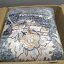 Blue 9x12 Area Rugs for Living Room, Washable Large Rug, Vintage Floral Soft Carpet, Non Slip & Low Pile, Wool Carpets for Indoor Bedroom Dining Home Playroom Office Under Table, Blue Garden