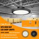 ONLYLUX 8 Pack LED High Bay Lights 200W, 30000LM 6500K UFO High Bay LED Shop Lights AC100-277V with Plug Industrial Warehouse Workshop Factory Barn Garage Area Lighting Fixture
