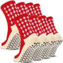 Airpal 4 Pairs Grip Soccer Socks for Men Women Cushioned Non Slip Football Basketball Athletic Sports Socks (4pairs-red)