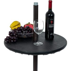 Sundale Outdoor Adjustable Umbrella Table, Portable Round Table Tray with Umbrella Hole, for Beach Patio Garden Poolside 20in Dia (Black 20in Dia)