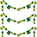 3 Pack Felt St. Patrick's Day Decorations Garland - 6.6 Feet Pom Pom Felt Ball Shamrock Leprechaun Hat Irish Themed Party Favors for Home Bedroom Living Room Decor