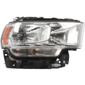 Passenger Side Halogen Headlight Assembly Compatible with Ram 2500 3500 2019-2024w/Bulb Front Right CH2503334 Chrome Headlamp