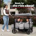 Radio Flyer Pathfinder 4-Seat Stroller Wagon, for Kids 6+ Months, UV Canopy | Compact Fold, Never Fall Pull Handle, Seats Convert to Flatbed, Snack Tray & Storage, Cup Holders