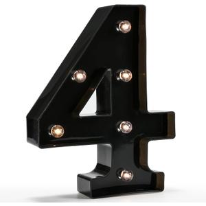 Light Up Black Alphabet Marquee Number Sign LED Marquee Number Lights Sign for Night Light Home Bar Christmas Lamp Birthday Party Wedding Decoration 4