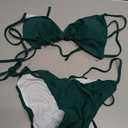 SWIMLANCE Women Triangle Halter Thong Bikini Set Ruffle Sexy String Two Piece Swimsuit Bathing Swimwear, Small