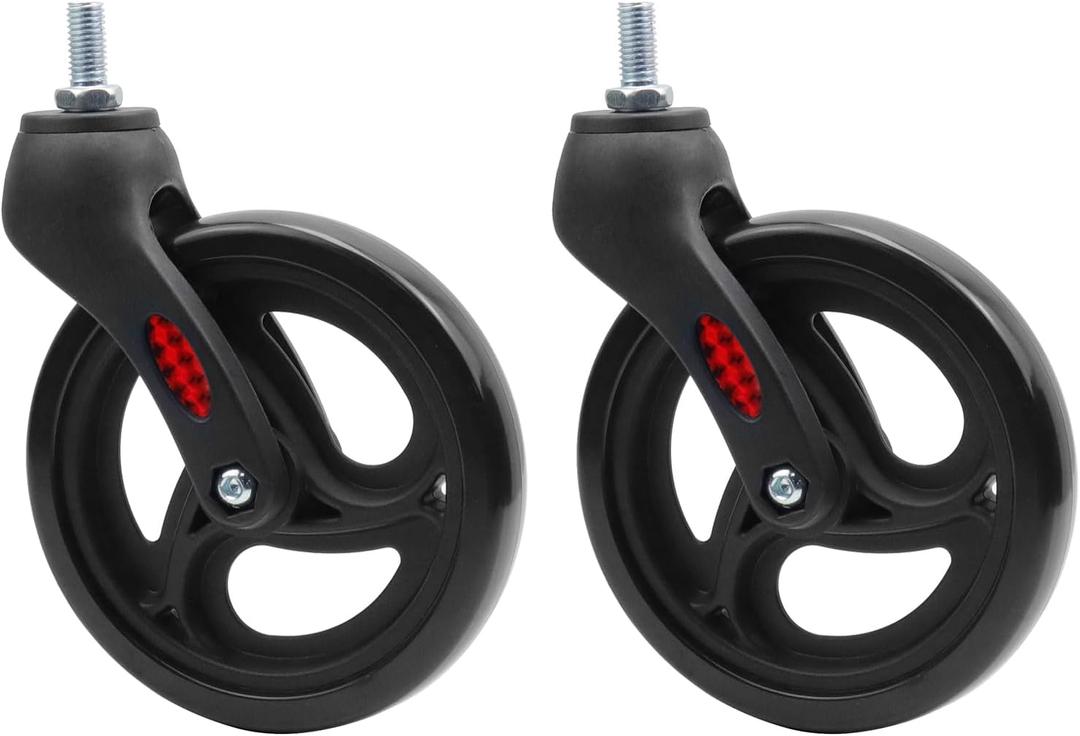 Wealrti 2 Pcs 6 Inch Black Front Wheels Replacement with Front Fork Drive Solid Wheelchair Front Castor Wheelchair Rollers(6 Inch)