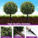 Artificial Boxwood Topiary Ball Tree Set of 2, 25.2" UV Resistant Artificial Outdoor Shrubs with Ground Spike, Decorative Evergreen Fake Topiary Bushes Plant for Front Porch Garden Decor