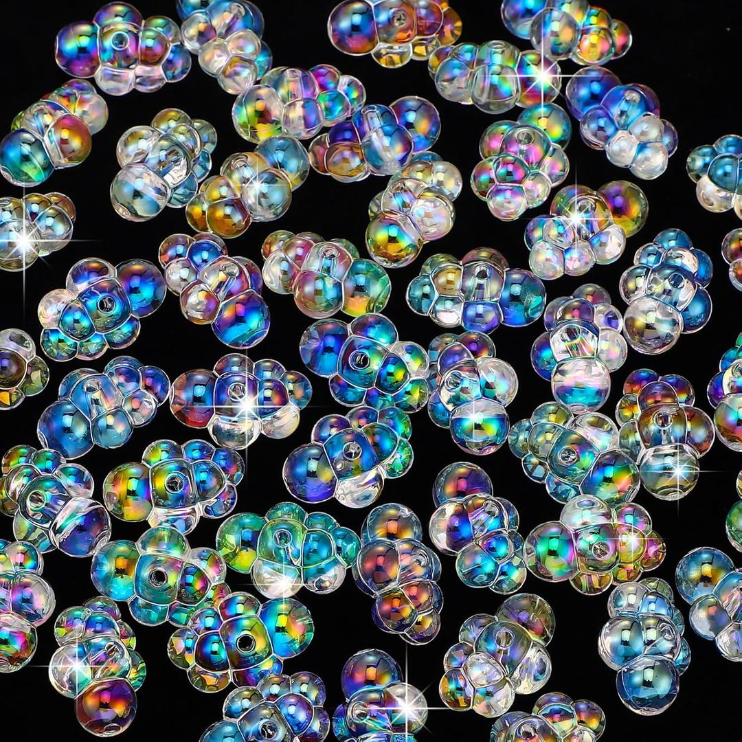 Liliaafar 50 Pcs Fake Bubble Clusters for Dollhouse Mini Bathtub Dollhouse Accessories AB Colors Acrylic Bubble Cloud Beads Doll House Items for Fairy Garden Beach DIY Craft